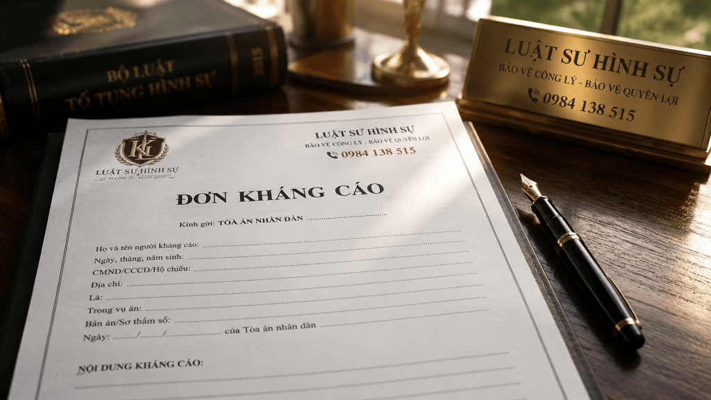 Mẫu đơn kháng cáo xin giảm nhẹ hình phạt